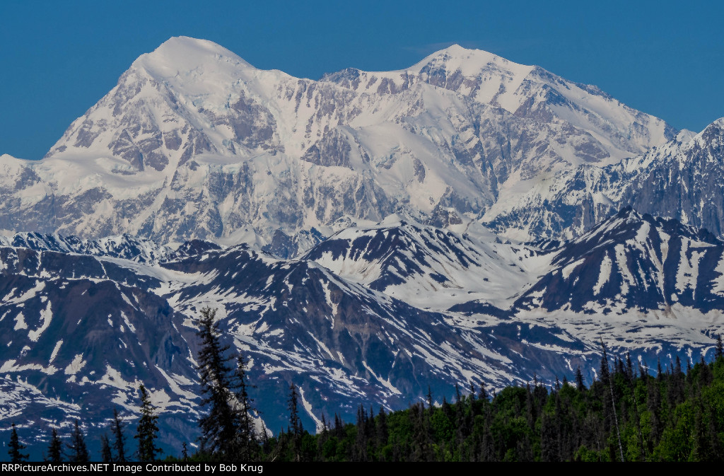 Mount Denali from the rear car of the Denali Explorer Train